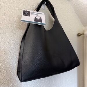 Live In Style Black Fashion Shoulder Hobo‎ Bag Pebbled Faux Leather NWT